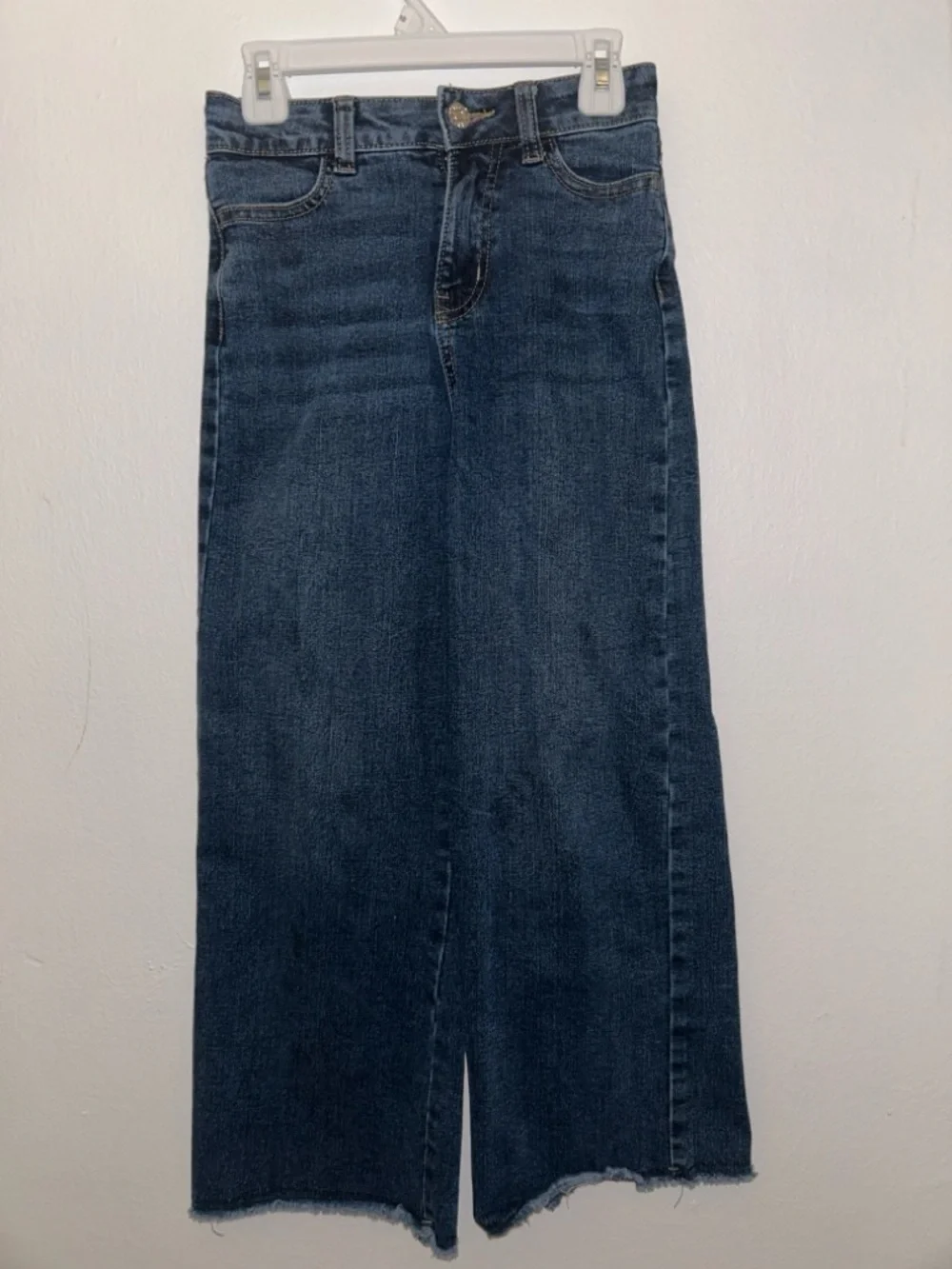 Girl’ Dark Blue Wide-Leg Denim Jeans